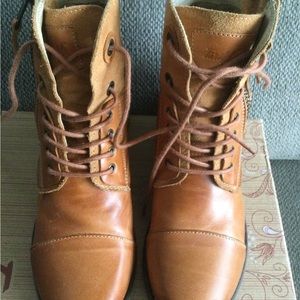 Brown lace up booties